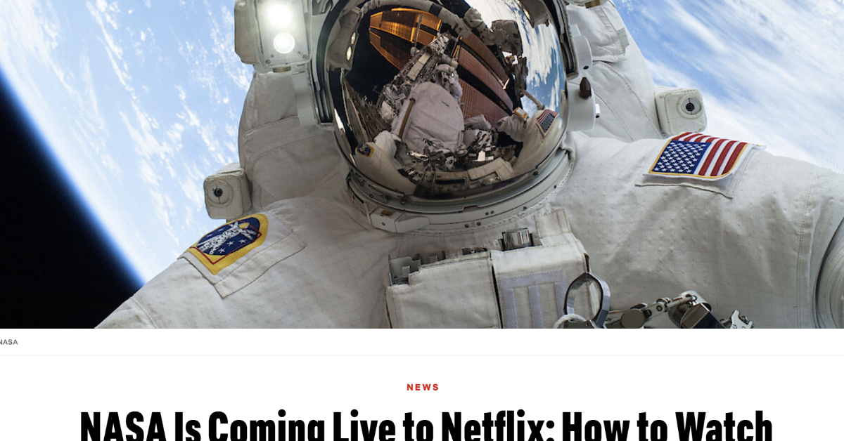 [ITmedia News] NASAのライブ映像、Netflixでも視聴可能に