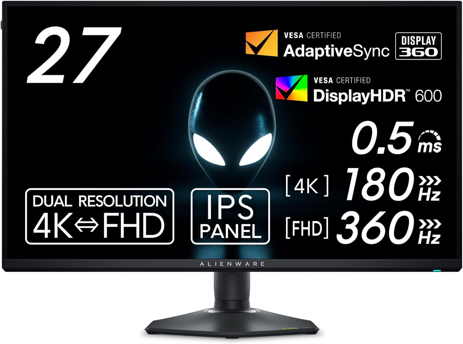 【Amazonファッションセール】デルの27インチIPSゲーミングモニター「AW2725QF-A」がお買い得【2025.8】4K（180Hz）とフルHD（360Hz）を切り替えられるデュアル解像度