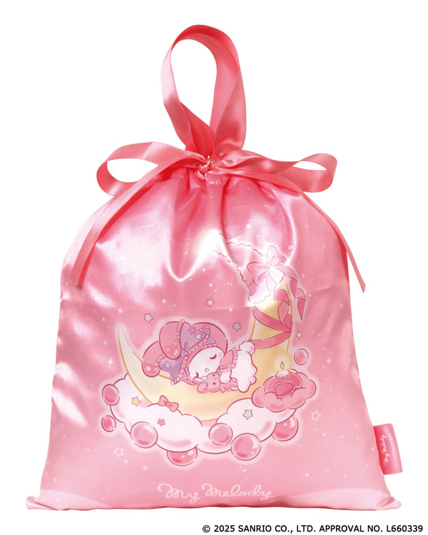 キティ、マイメロ、ポムポムプリンらが月の上でスヤスヤ…♪ “ゆめかわ”巾着バッグがカプセルトイに登場
