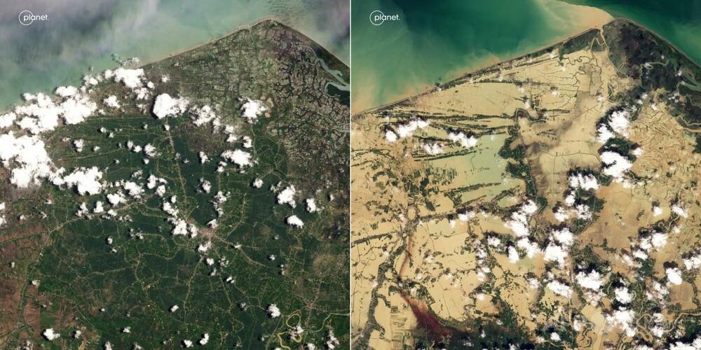 東南アジアの豪雨、被災各地を捉えた衛星画像