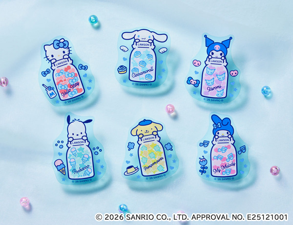 シナモロール、ハローキティがミルク瓶をぎゅっ♪「サンリオ」ローソン50周年記念でオリジナルグッズ販売