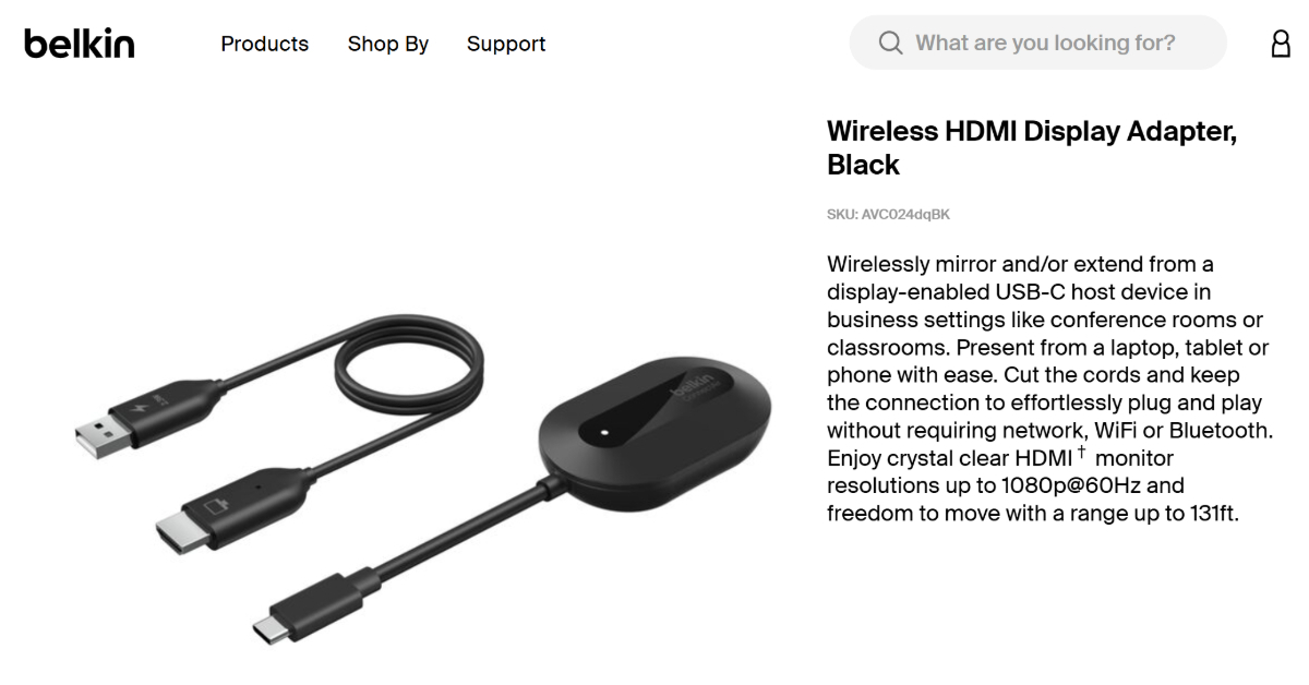 [ITmedia News] Belkin、Wi-Fi不要の無線HDMIドングル発表　最大8人での画面切り替えに対応