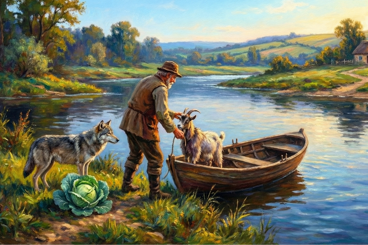 【論理的思考クイズ】ヤギとオオカミとキャベツを川の向こう岸まで運べ！