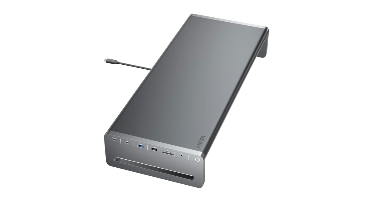 デスクにはAnkerの「10 in 1 モニタースタンド」を。配線ごちゃごちゃ問題一気に解決します