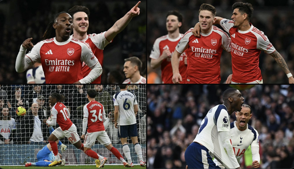 首位アーセナルがトッテナムを再び4-1で下し、リーグ戦3試合ぶりの白星を飾った
