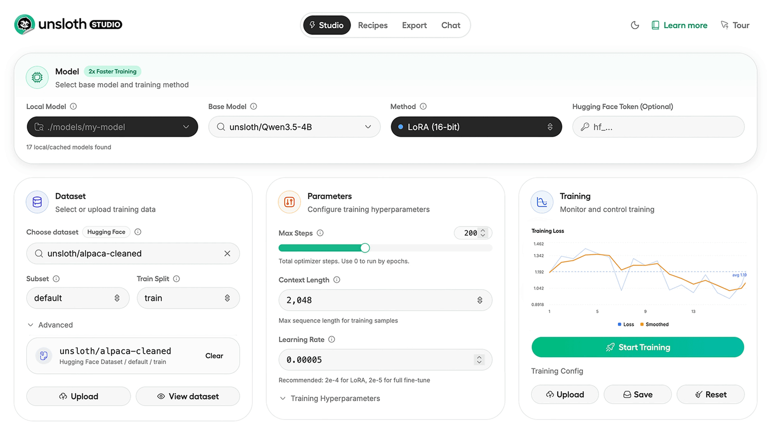 無料でローカルAIモデルのメモリ使用量を最大80％削減し処理速度を2倍に向上させる「Unsloth Studio」、Windows・macOS・Linux対応でチャットだけならCPUのみでもOKでスマホでも動作可能