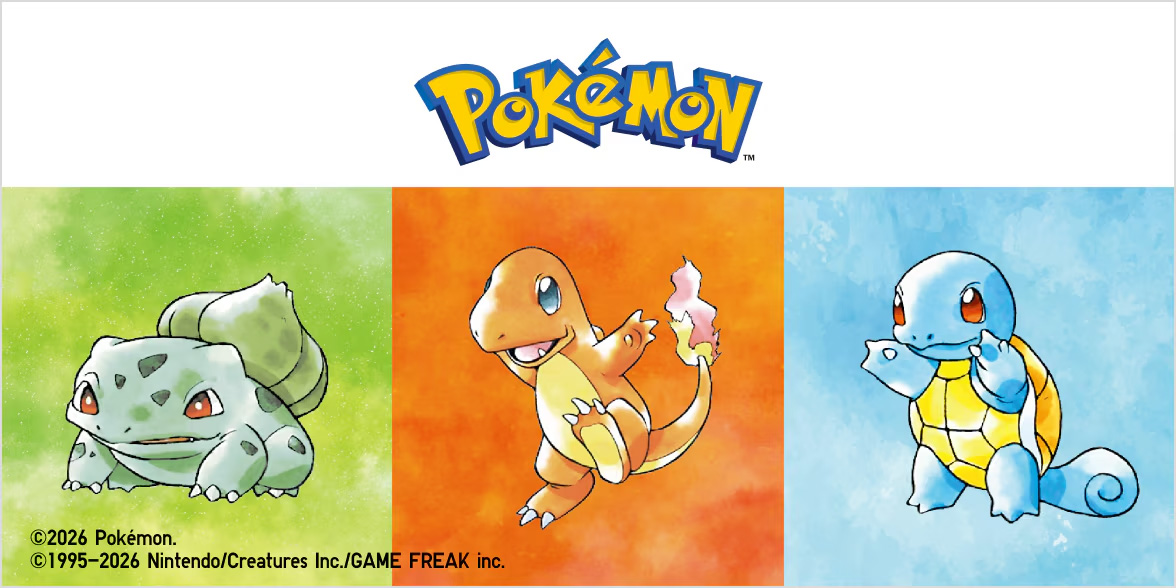 「ポケモン」30周年を記念したUTが本日3月23日に発売初代「ポケモン」の世界観を象徴する水彩タッチのアートをデザインに使用