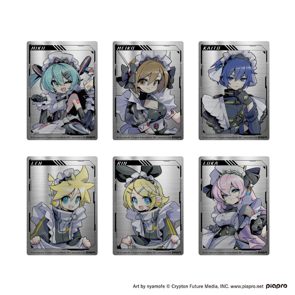 ミク、リンレンらがサイバーメイドに！「ピアプロキャラクターズ」描き下ろしイラストを使用したキラキラグッズ登場