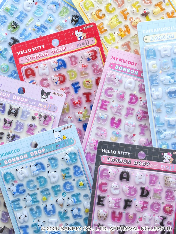 「ボンボンドロップシール」サンリオ文字が公式抽選販売！ハローキティなど全4セット、過去最大3万名分を用意