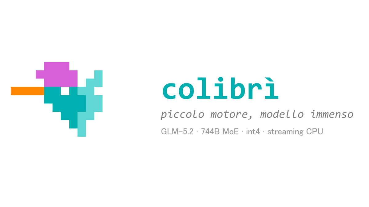 7440億パラメーターの巨大AI「GLM-5.2」をメモリ25GBの普通のPCで動かす推論エンジン「Colibrì」が登場