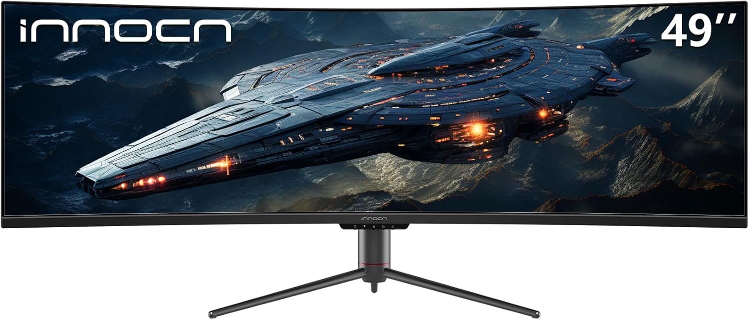 【Amazonセール】49インチ曲面ゲーミングモニター「INNOCN 49C1R」がお買い得5K解像度、32:9のワイド画面。リフレッシュレート120Hz対応