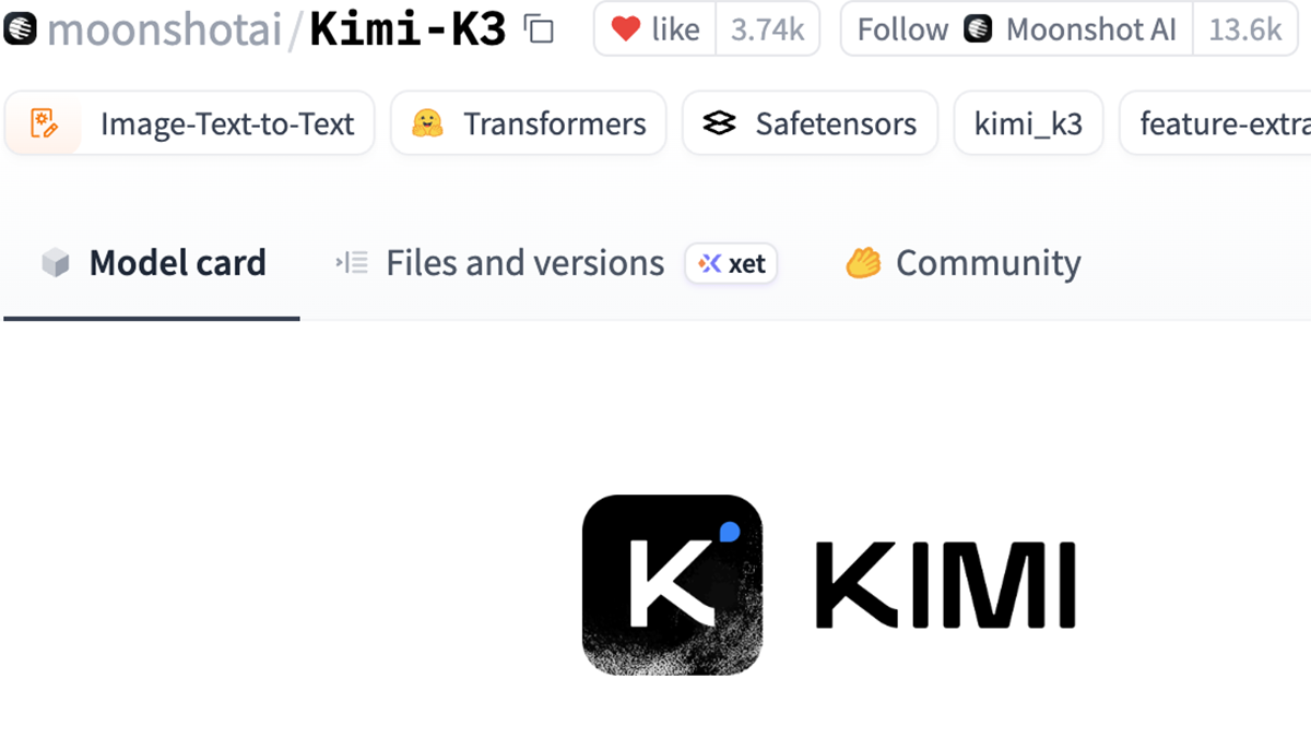 「Kimi K3」オープンウェイト版がMXFP4形式で公開。Fable 5やGPT-5.6 Solに迫る性能