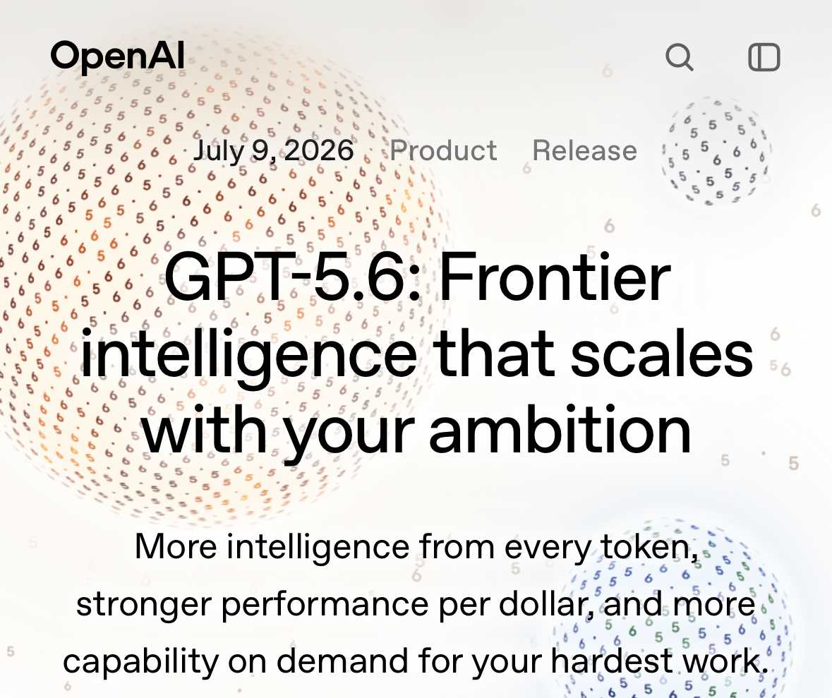 OpenAI、「GPT-5.6」一般公開。最上位SolはFable 5超えうたう