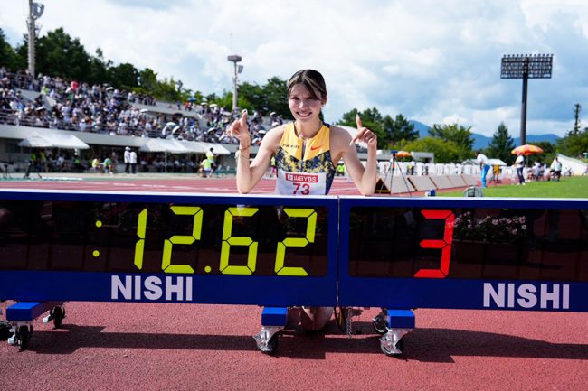 中島ひとみが予選で日本新、決勝も向かい風で12秒62をマーク